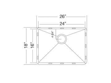 26 inch Flush Mount Single Bowl Stainless Steel Sink - Geneva TZ C608 - Sink Depot
